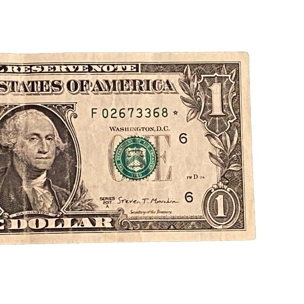 2017A $1 One Dollar Federal Reserve Star Note Serial # F02673368*  3.2M Run Size